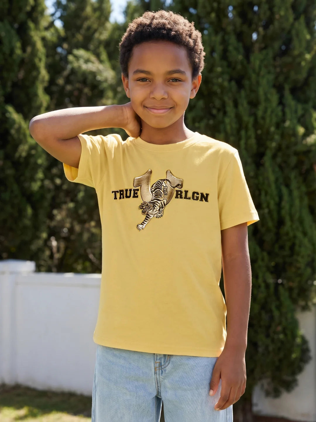 Boys Yellow Solid Regular Fit T-Shirt
