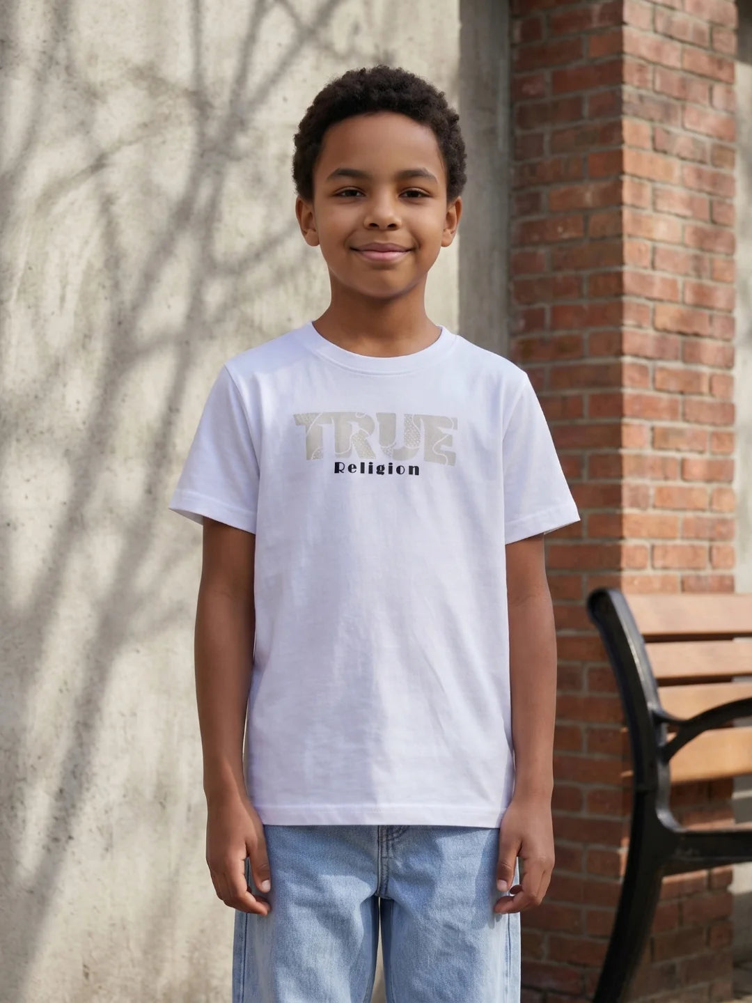 Boys Cream Solid Regular Fit Pure Cotton T-Shirt