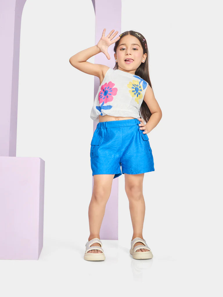 Girls Design Net Shorts & Top