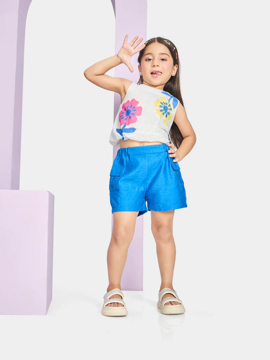 Girls Design Net Shorts & Top