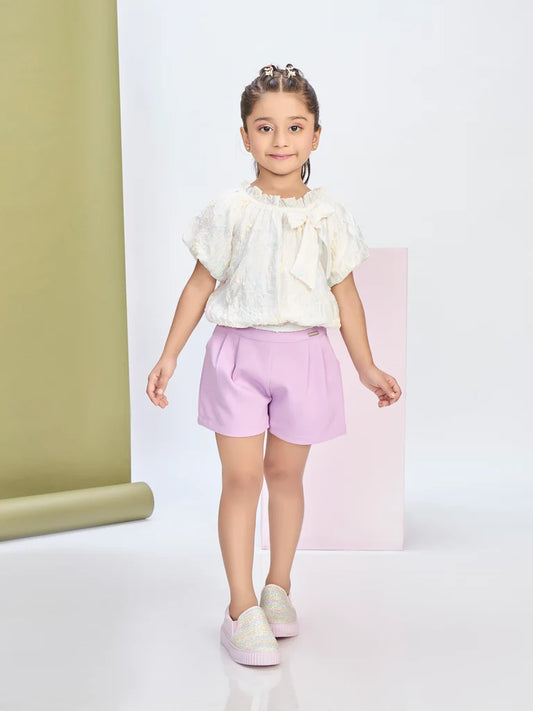 Girls Textured Shorts & Top