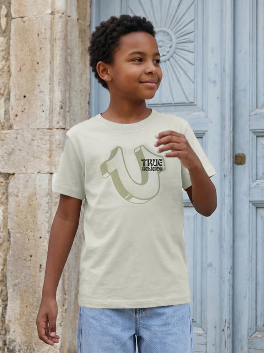 Boys Beige Solid Regular Fit Pure Cotton T-Shirt